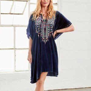 Johnny Was Blue Velvet Caftan Dress Size L